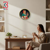 KB ART 12 Inch Handcrafted Wooden Wall Plate Royal Rajput Queen Rani Holding Rose Traditional Wall Decor