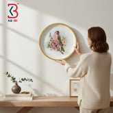 KB ART Traditional wooden 12 inch bird wall plate housewarming gifts sparrow – original product photo on white background