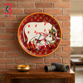 KB ART Handcrafted wooden 12 inch pichwai cow wall plate decor – original product photo on white background