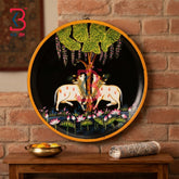 KB ART Solid wood 12 inch kamdhenu cow pichwai art wall plate – original product photo on white background