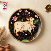 KB ART Solid wood 12 inch round pichwai cow wall plate pooja room – original product photo on white background