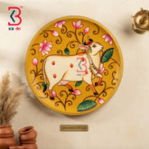 KB ART Authentic rajasthani handcrafted wood cow pichwai wall plate – original product photo on white background