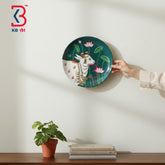 KB ART Vintage look 12 inch wooden cow pichwai plate decor – original product photo on white background