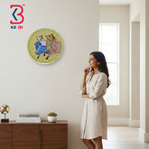 KB ART Handcrafted round wood 12 inch pichwai cow wall plate – original product photo on white background