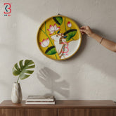 KB ART Vintage style round wood 12 inch cow pichwai wall plate – original product photo on white background