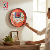KB ART Oho rustic 12 inch wood pichwai cow plate showpiece – original product photo on white background
