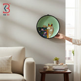 KB ART Decorative round wood 12 inch cow pichwai plate drawing room – original product photo on white background