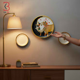 KB ART 12 Inch Handcrafted Wooden Wall Plate Pichwai Twin Sacred Cows Midnight Black Gold Wall Decor