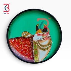 KB ART Authentic jodhpur handicrafts wood pichwai plate hanging – styled home decor lifestyle view