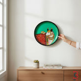 KB ART Vintage style 12 inch wood pichwai cow plate decor – original product photo on white background