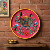 KB ART Handcrafted wooden 12 inch pichwai elephant wall plate decor – original product photo on white background