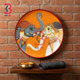 KB ART Solid wood 12 inch royal elephant pichwai art wall plate – original product photo on white background
