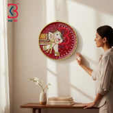KB ART Artisan crafted 12 inch wooden pichwai elephant wall plate accent – original product photo on white background