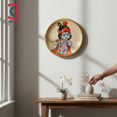 KB ART Royal rajasthani 12 inch wood bal krishna god pichwai plate wall hanging – original product photo on white background