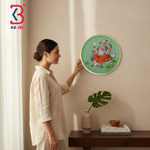 KB ART Solid wood 12 inch decorative lord ganesha pichwai plate drawing room – original product photo on white background