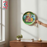 KB ART 12 Inch Handcrafted Wooden Wall Plate Pichwai Radha Krishna Raas Leela Tree Wall Decor