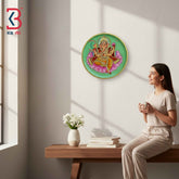 KB ART 12 Inch Handcrafted Wooden Wall Plate Pichwai Lord Ganesha Lotus Mint Green Wall Decor