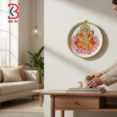 KB ART Authentic rajasthani 12 inch wood lord ganesha pichwai plate decor – original product photo on white background