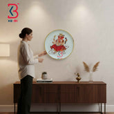 KB ART 12 Inch Handcrafted Wooden Wall Plate Pichwai Lord Ganesha with Mushak Ivory Wall Decor