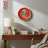 KB ART Rustic wood 12 inch laxmi narayanji garuda pichwai plate living room accent – original product photo on white...