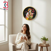 KB ART Traditional indian folk 12 inch wood radha krishna pichwai plate – original product photo on white background
