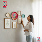 KB ART Embossed painted wood laxmi narayan ardhnareswar pichwai plate hanging – original product photo on white background