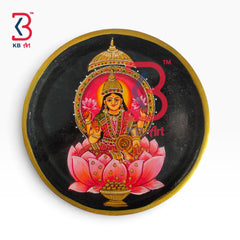 KB ART Ethnic rajasthani art wooden godess laxmi mataji dhanlaxmi pichwai plate – styled home decor lifestyle view