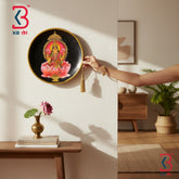 KB ART Hand painted solid wood 12 inch godess laxmiji pichwai plate accent – original product photo on white background