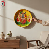 KB ART Decorative round wood 12 inch god shrinathji pichwai plate drawing room – original product photo on white background