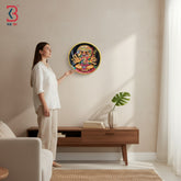 KB ART Vintage handcrafted 12 inch wood god panchmukhi balaji pichwai plate mount – original product photo on white...