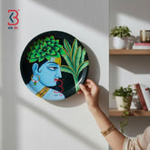 KB ART Decorative 12 inch wooden god lord krishnaji pichwai art plate hallway – original product photo on white background