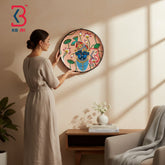 KB ART Ethnic carved wooden 12 inch shrinathji pichwai plate hanging – original product photo on white background