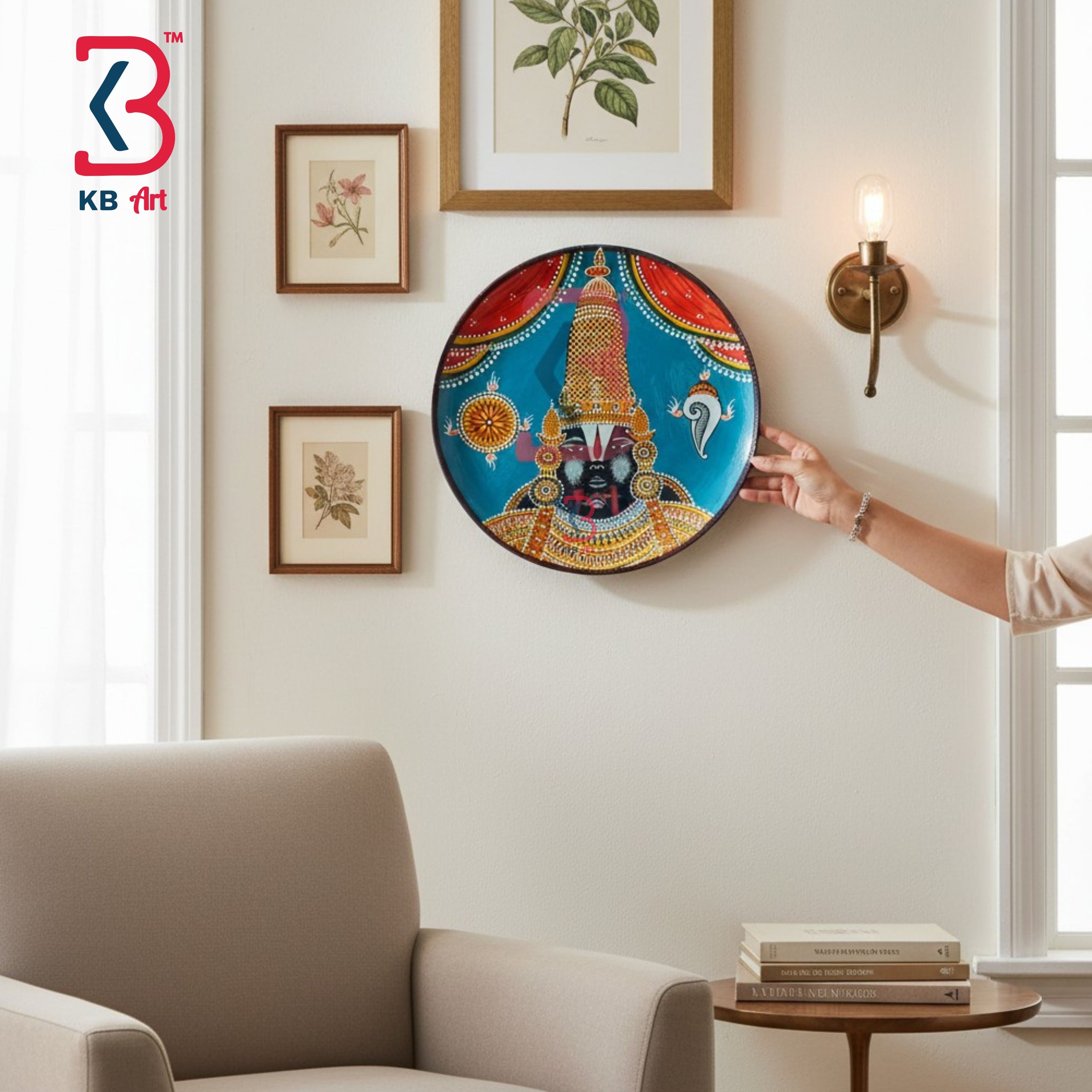 KB ART Solid wood 12 inch divine tirupati balaji pichwai wall plaque – original product photo on white background