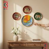 KB ART Vintage style 12 inch wood god lord krishna charan pichwai plate decor – original product photo on white background