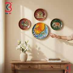 KB ART Vintage style 12 inch wood god lord krishna charan pichwai plate decor – original product photo on white background