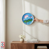 KB ART Handcrafted wooden 12 inch pichwai lotus kamal wall plate decor – original product photo on white background