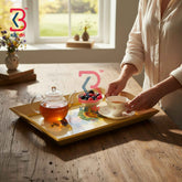 KB ART Handcrafted Wooden MDF Serving Tray With Cutout Handles Decorative Floral Art Coffee Table Organizer Breakfast Dining Room Tableware