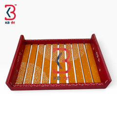 KB ART Folk Art Painted Wooden Slat Tray For Kitchen Dining | Styled Home Decor Shot KB-5740