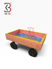KB ART Rustic Wooden Thela Style Dry Fruit Serving Tray Showpiece | Styled Home Decor Shot KB-5746-B