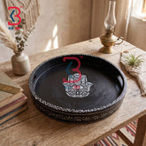 KB ART Ethnic Handcrafted Round Wooden Serving Tray | Original Product Photo KB-5751-B