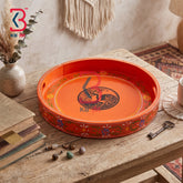 KB ART Decorative Wooden Round Vanity Tray Home Styling | Styled Home Decor Shot KB-5754-B