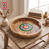 KB ART Ethnic Handcrafted Round Wooden Serving Tray | Original Product Photo KB-5755-B