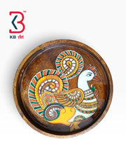 KB ART Embossed Art Wooden Round Serving Tray Decor | Styled Home Decor Shot KB-5756-B