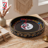 KB ART Ethnic Handcrafted Round Wooden Serving Tray | Original Product Photo KB-5757-B