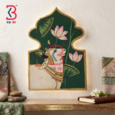 KB ART Artisan crafted pichwai cow lotus wooden jharokha wall showpiece – original product photo on white background