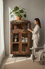 Handcrafted Wooden Antique Almirah in Solid Wood - Authentic India Antique Furniture, Individually Restored by Jodhpur Craftsmen