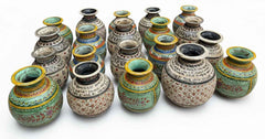 KB ART Antique Wooden Matka (Water Pot) - Style 3 – Handcrafted Rajasthani Jodhpur Home Decor