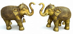 KB ART Antique Brass Elephant Statue – Handcrafted Rajasthani Elephant Statue for Home Decor Styling