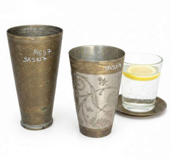 KB ART Antique Brass Old Vintage Glasses – Handcrafted Vintage Vintage Drinking Glasses for Home Decor Styling