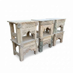Antique Hand-Carved Wooden Side Table